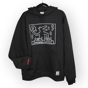 NEW XL Keith Haring Art DJ DOG Hoodie Black Grey FREE SHIPPING 80s LastOne!